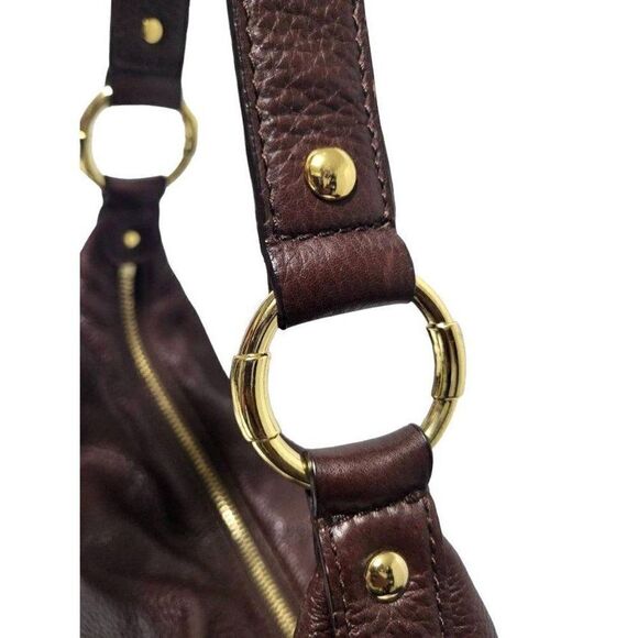 MICHAEL Michael's Kors Fulton Brown Pebbled Leather Shoulder Hobo Bag Purse - Picture 3 of 12